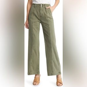 Paige Brooklyn High Waist Wide Leg Pants in Vintage Ivy Green